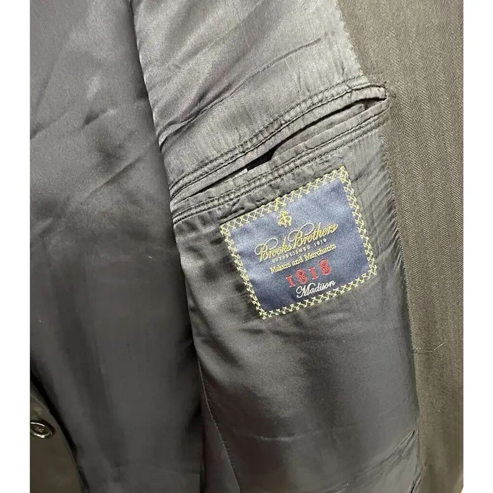 Brooks Brothers Jacket 43 R Navy SaxXon Wool Striped Madison 1818 Sport Coat USA - Picture 7 of 11